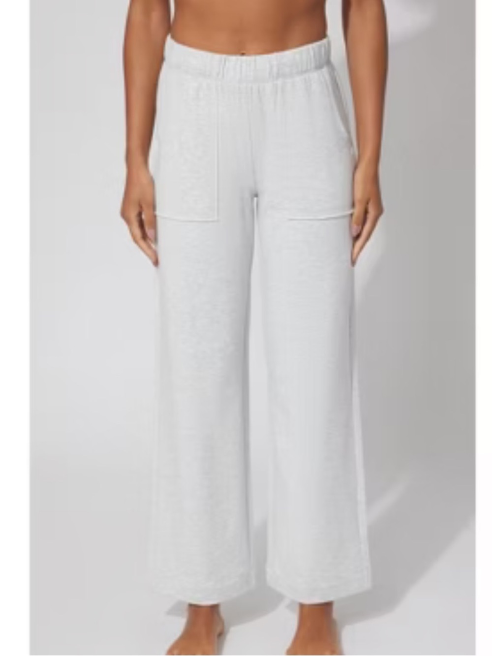 Yogalicious gray athleisure comfy Wide-Leg Relaxed Patch-Pocket Pants